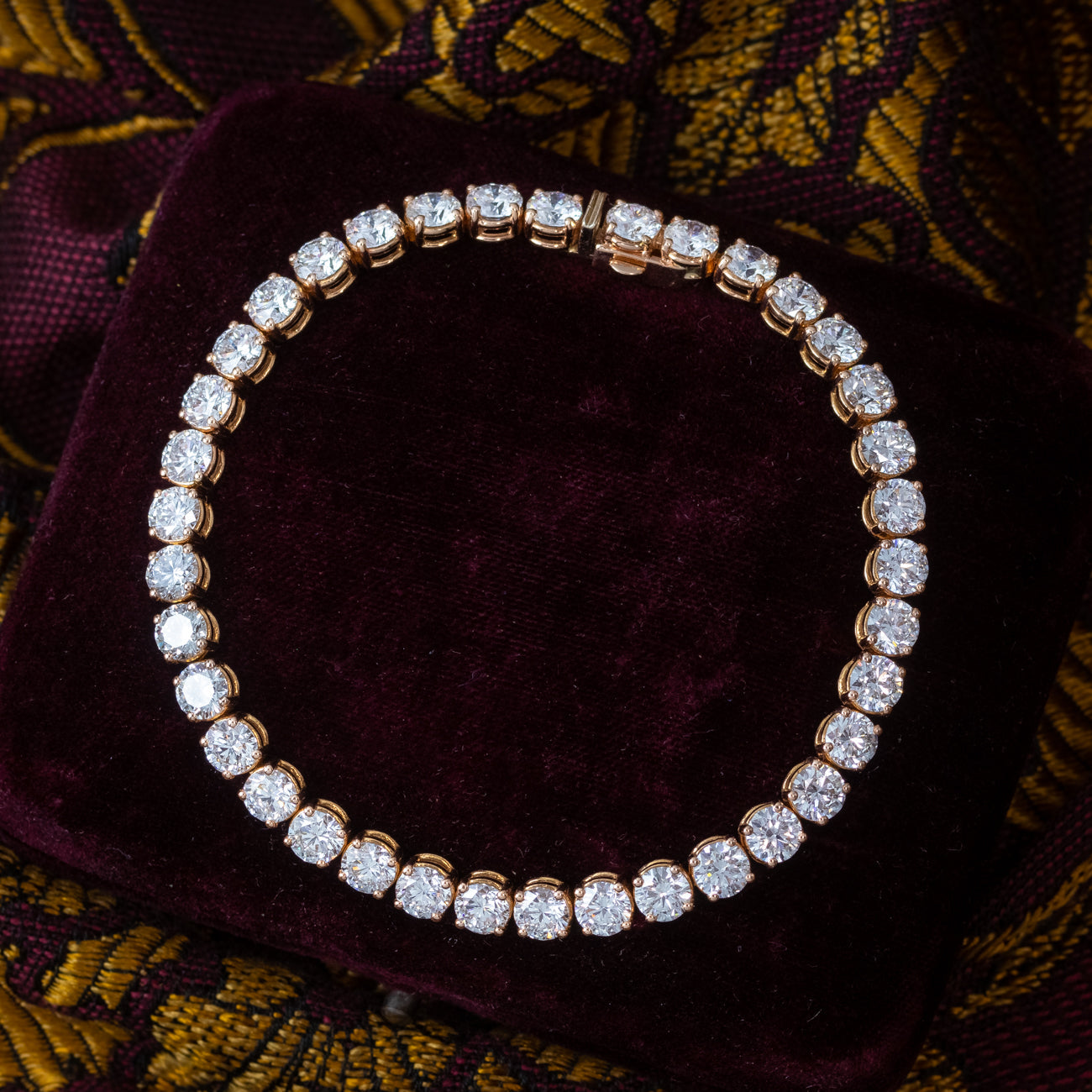 Lab Grown Diamond Tennis Bracelet 18ct Rose Gold 12.72ct Total