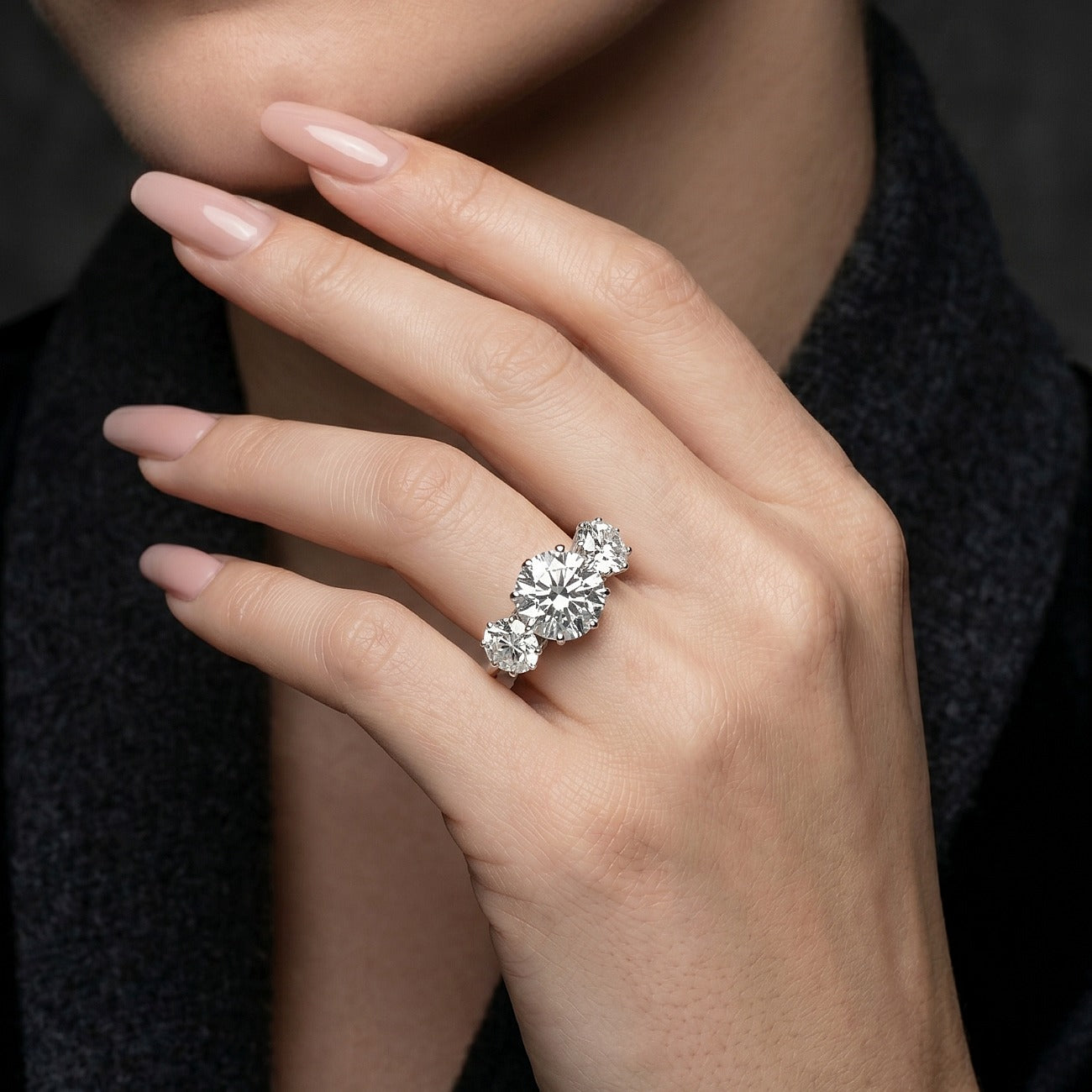 Edwardian Style Lab Grown Diamond Trilogy Ring 6.71ct Total With Certs Secondary image