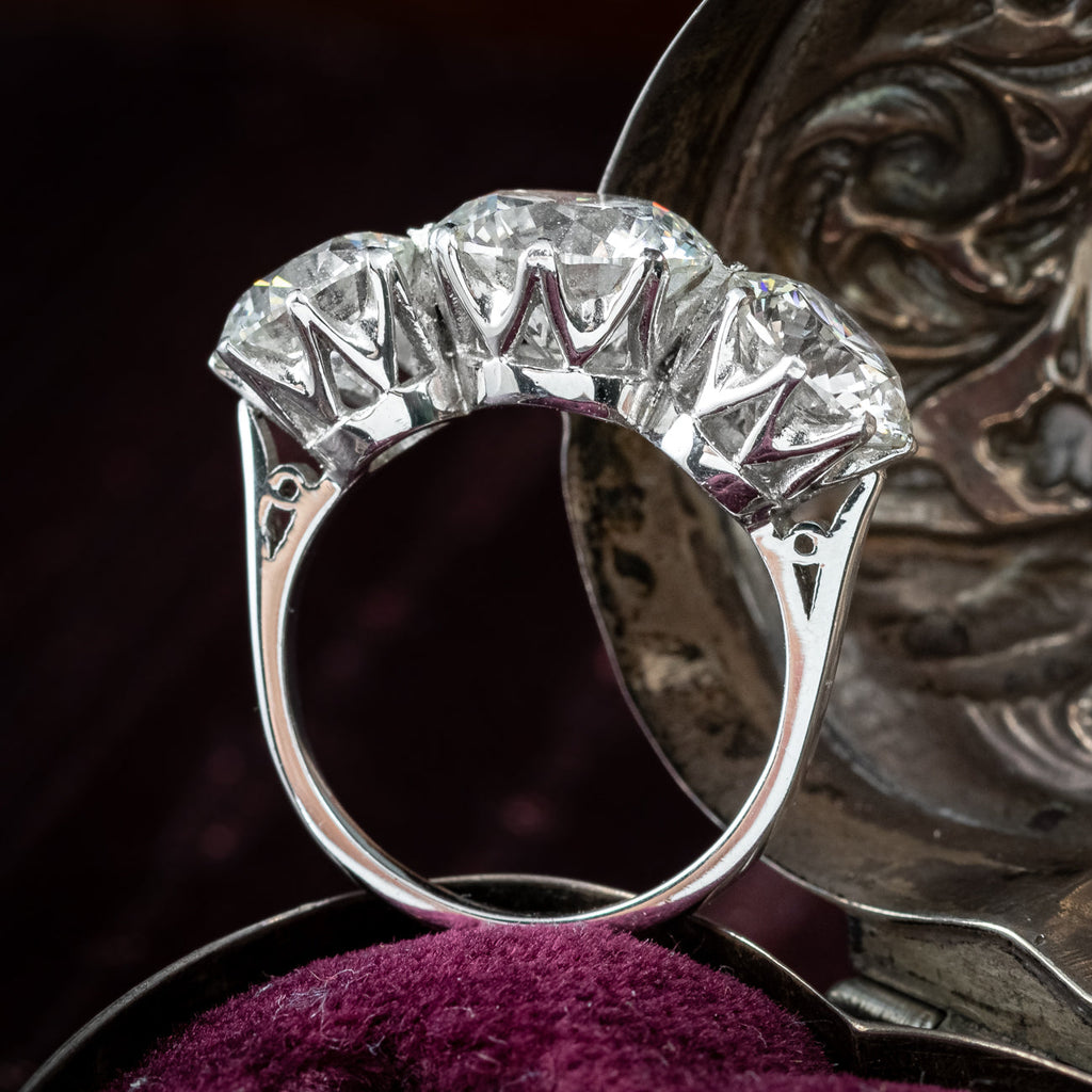 Edwardian Style Lab Grown Diamond Trilogy Ring 6.71ct Total With Certs
