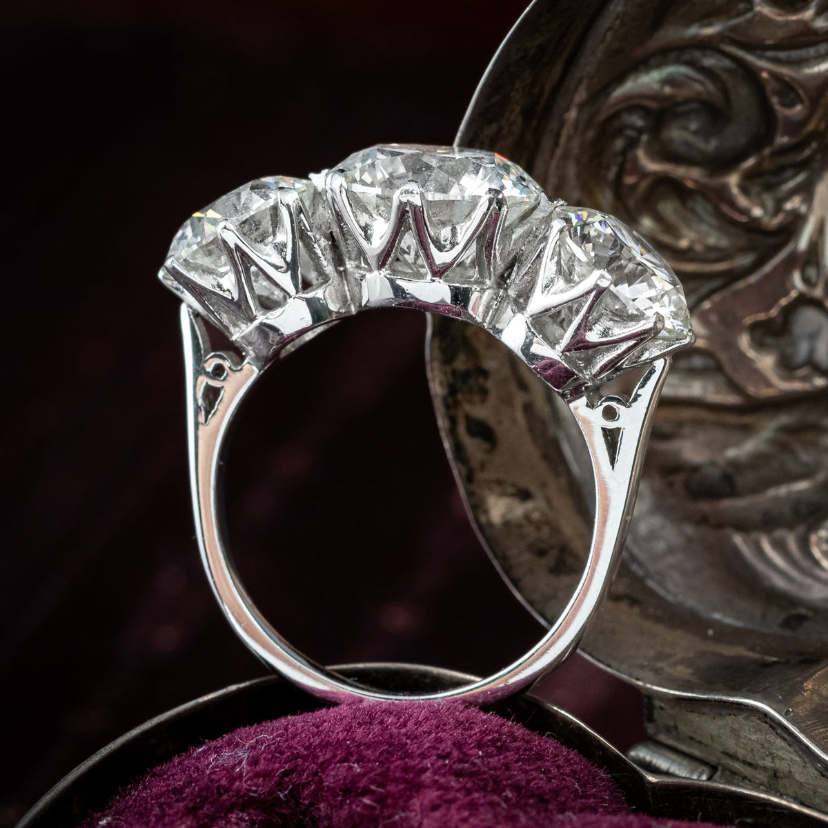 Edwardian Style Lab Grown Diamond Trilogy Ring 6.71ct Total With Certs
