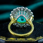 Edwardian Style Paraiba Tourmaline Diamond Cluster Cocktail Ring 12.87ct Tourmaline