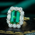 Edwardian Style Tourmaline Diamond Cluster Cocktail Ring With Cert