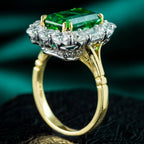Edwardian Style Tourmaline Diamond Cluster Cocktail Ring With Cert