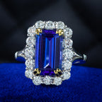Edwardian Style Tanzanite Diamond Cluster Cocktail Ring 5.54ct Tanzanite