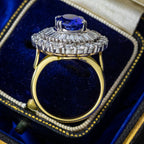 Art Deco Style Tanzanite Diamond Cocktail Cluster Ring 3.87ct Tanzanite With Valuation