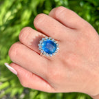 Vintage Sapphire Diamond Cluster Ring 11.32ct Sapphire With Valuation