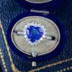 Edwardian Style Tanzanite Diamond Heart Cluster Ring 3.28ct Tanzanite