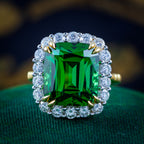 Edwardian Style Green Tourmaline Diamond Cluster Cocktail Ring 14.32ct Centre With Cert