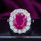 Edwardian Style Ruby Diamond Cluster Ring 9.04ct Greenland Ruby With Cert