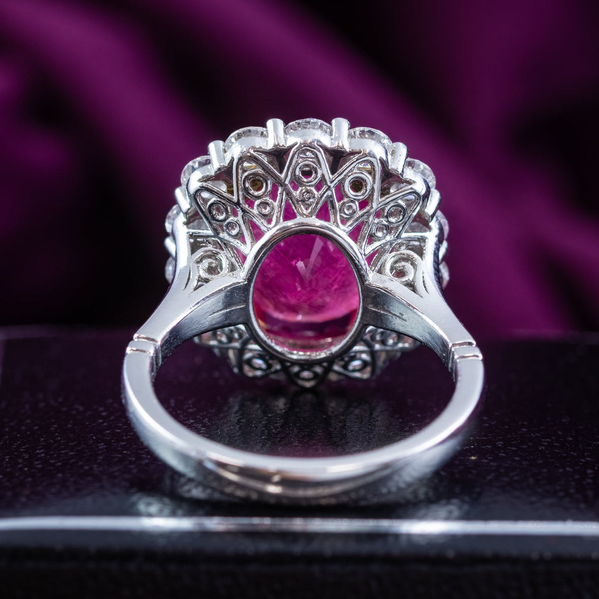 Edwardian Style Ruby Diamond Cluster Ring 9.04ct Greenland Ruby With Cert