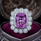 Edwardian Style Morganite Diamond Cluster Cocktail Ring 6.83ct Morganite With Cert