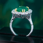 Edwardian Style Emerald Diamond Cluster Cocktail Ring 6.39ct Emerald