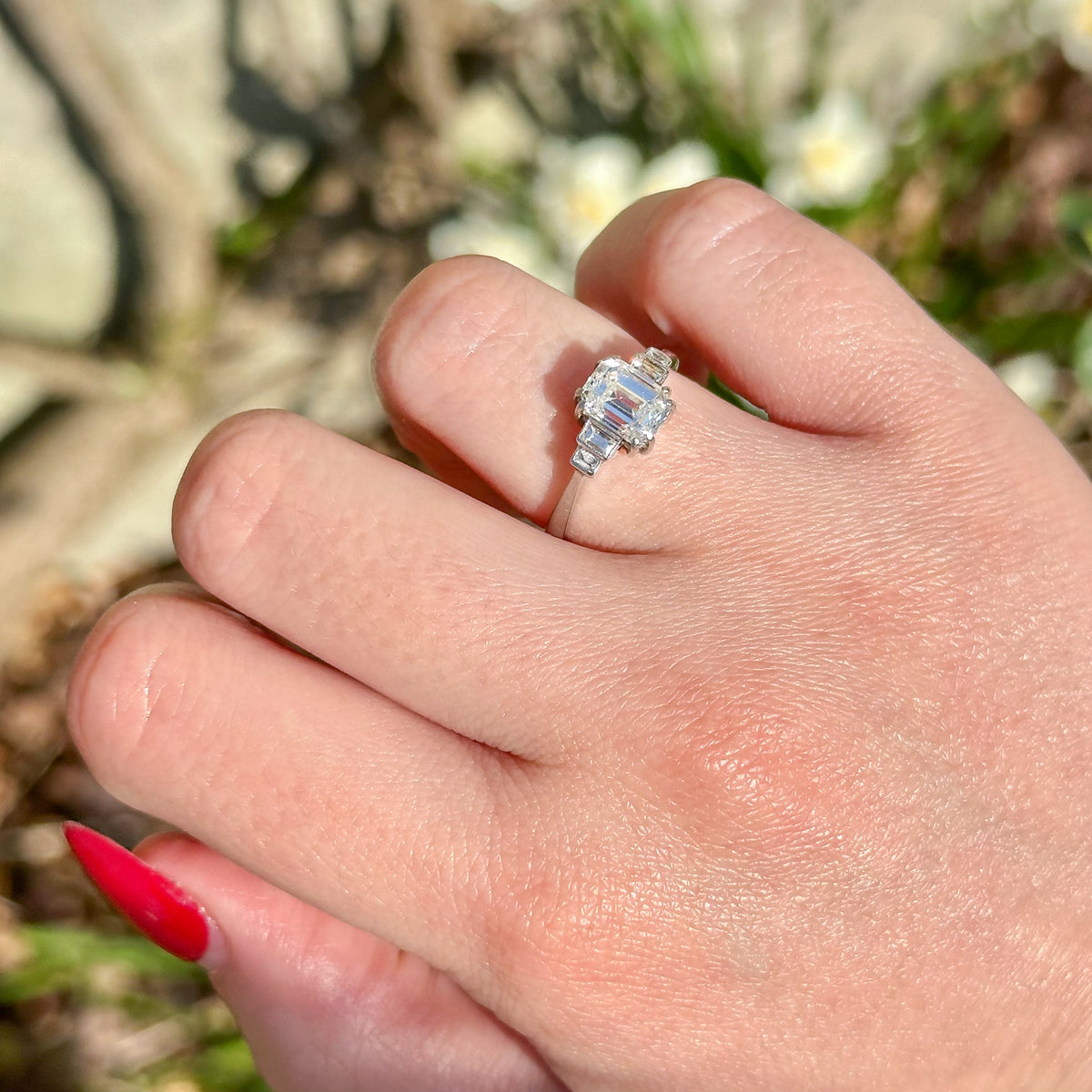 Art Deco Diamond Five Stone Ring 1.67ct Total