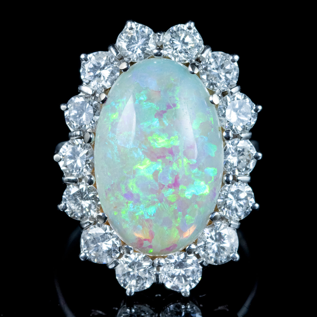 Edwardian Style Opal Diamond Cocktail Ring 10ct Opal Secondary image