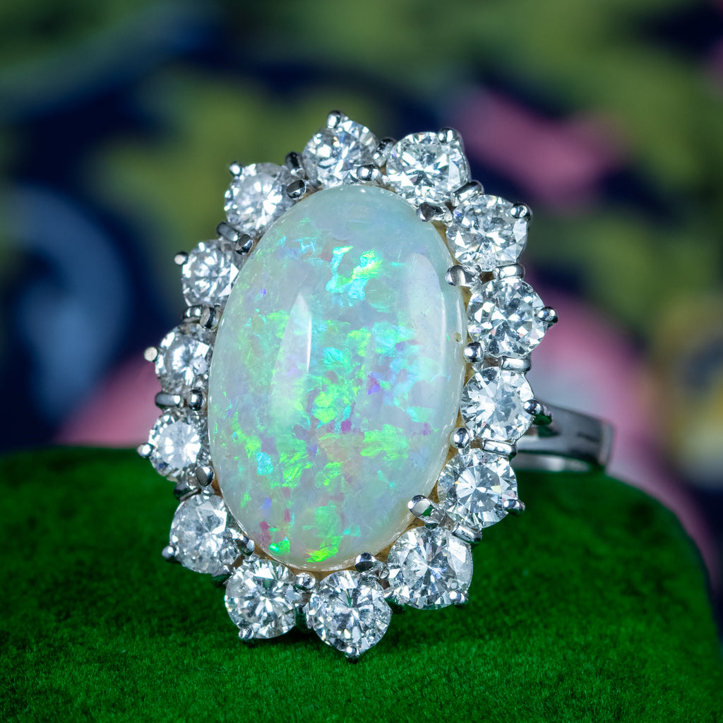 Opal Diamond Cocktail Ring 10ct Opal 