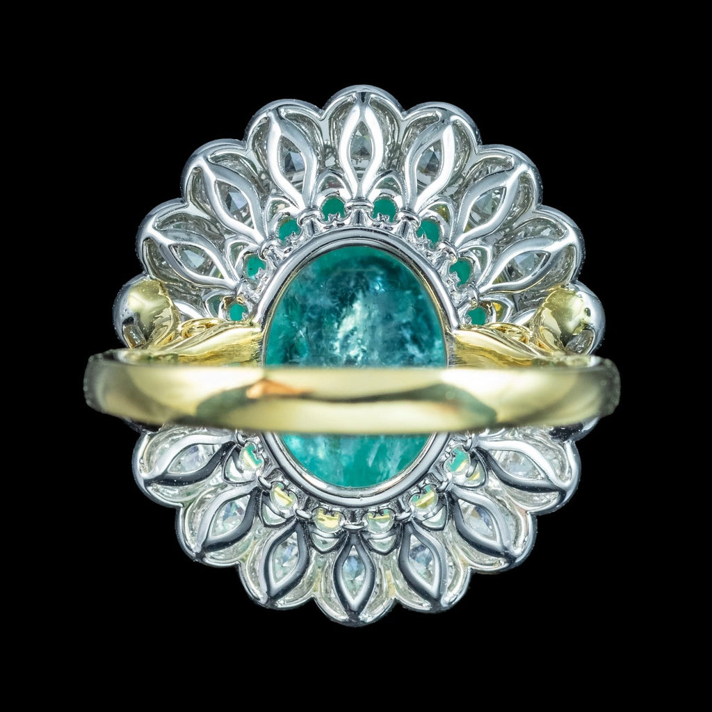 Edwardian Style Paraiba Tourmaline Diamond Cocktail Ring 12.87ct Tourmaline