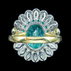 Edwardian Style Paraiba Tourmaline Diamond Cocktail Ring 12.87ct Tourmaline