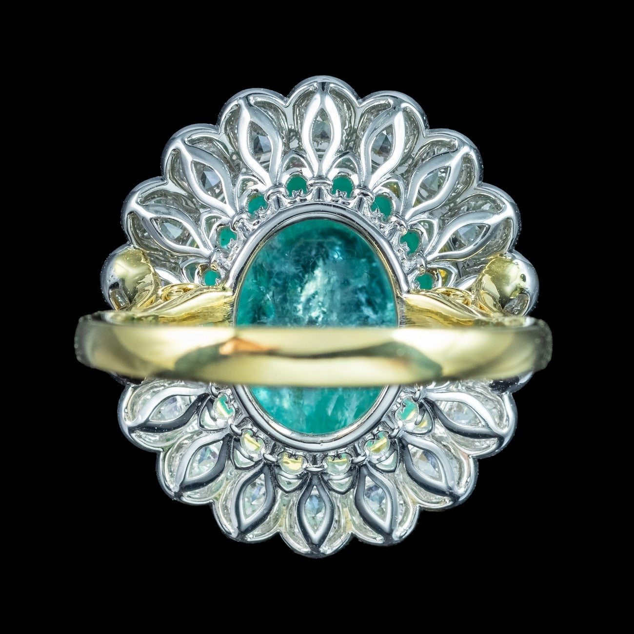 Edwardian Style Paraiba Tourmaline Diamond Cocktail Ring 12.87ct Tourmaline