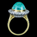 Edwardian Style Paraiba Tourmaline Diamond Cocktail Ring 12.87ct Tourmaline