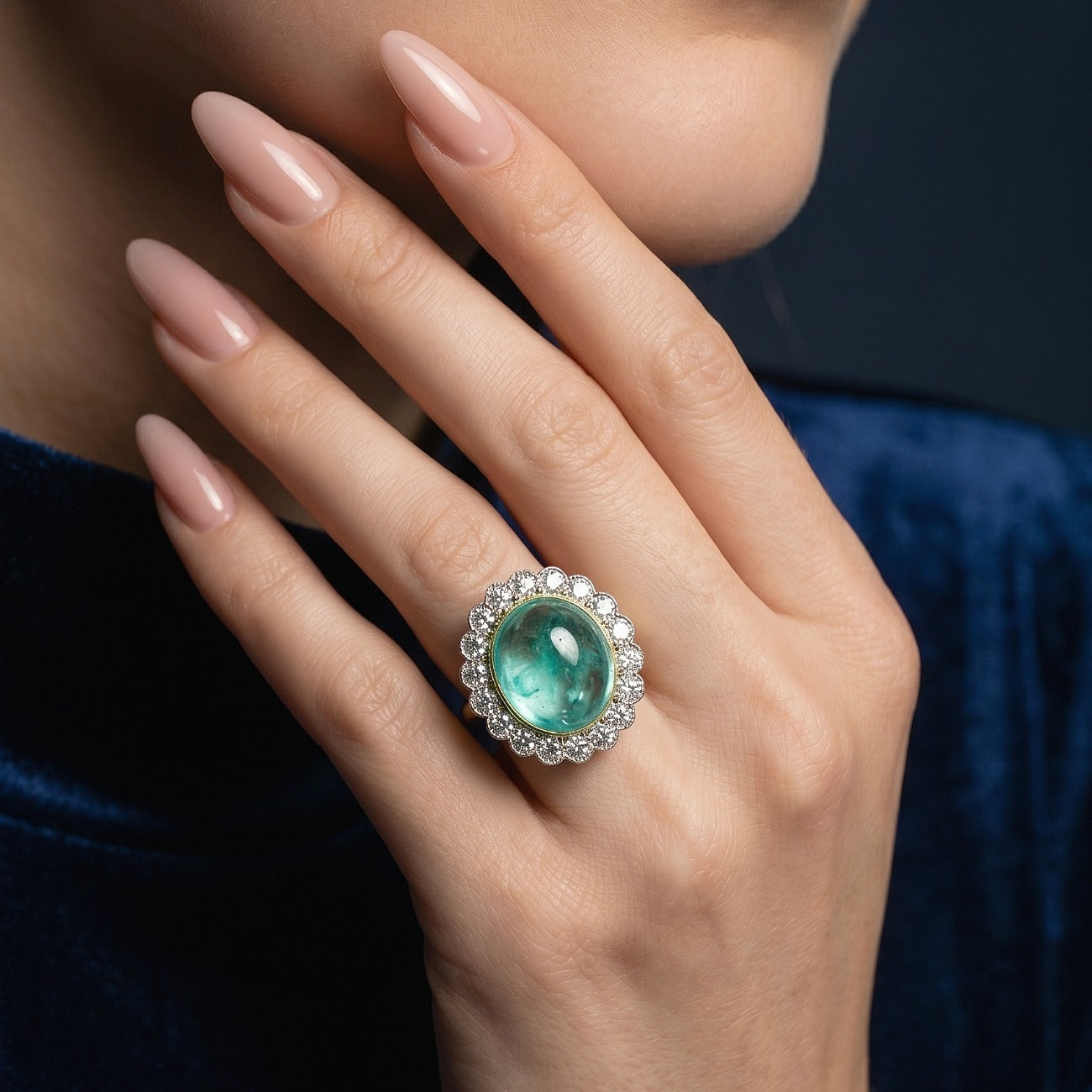 Edwardian Style Paraiba Tourmaline Diamond Cocktail Ring 12.87ct Tourmaline With Cert Secondary image