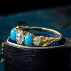 Antique Georgian Turquoise Diamond Five Stone Ring