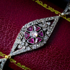 Antique Victorian Diamond Ruby Bracelet Silver Gold With Box