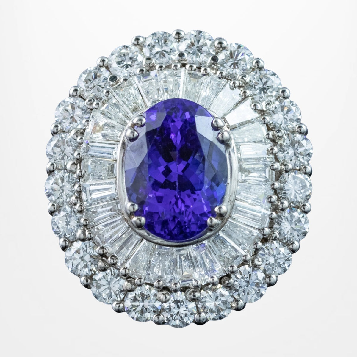Art Deco Style Tanzanite Diamond Cocktail Cluster Ring 3.87ct Tanzanite With Valuation Main image