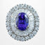 Art Deco Style Tanzanite Diamond Cocktail Cluster Ring 3.87ct Tanzanite With Valuation