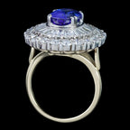 Art Deco Style Tanzanite Diamond Cocktail Cluster Ring 3.87ct Tanzanite With Valuation