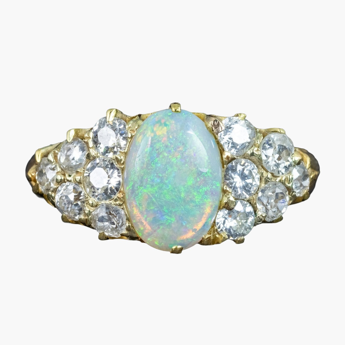 Antique Victorian Opal Diamond Cluster Ring 1.1ct Opal Main image