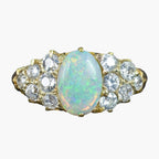 Antique Victorian Opal Diamond Cluster Ring 1.1ct Opal