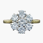 Vintage Diamond Cluster Ring 2.1ct Total Dated 1981