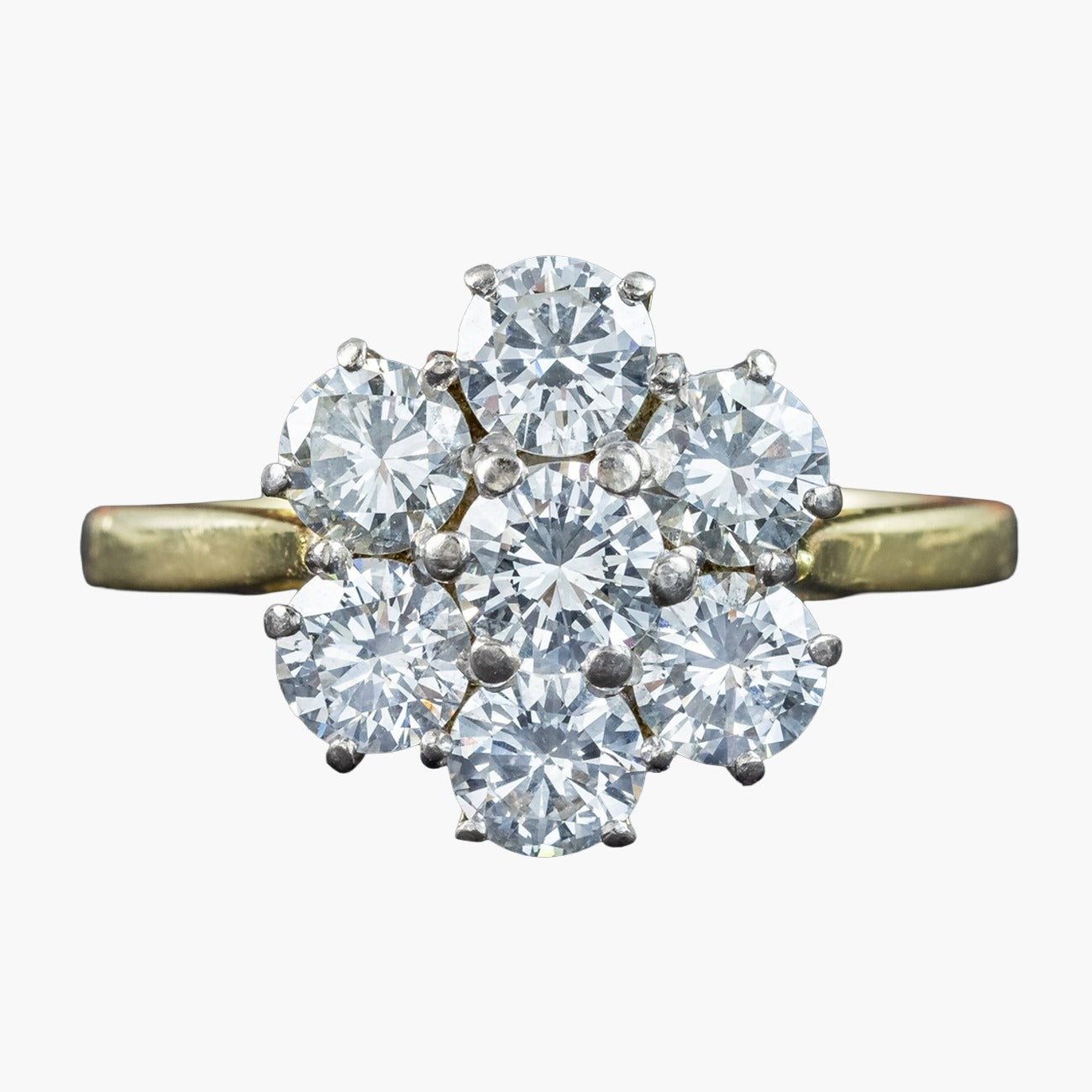 Vintage Diamond Cluster Ring 2.1ct Total Dated 1981