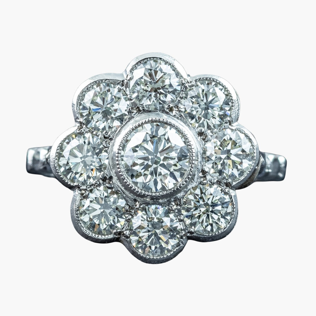 Edwardian Style Diamond Cluster Ring 2.36ct Total