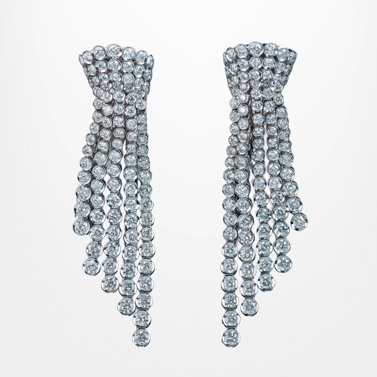 Art Deco Style Diamond Chandelier Tassel Earrings 18ct Gold 6.5ct Total
