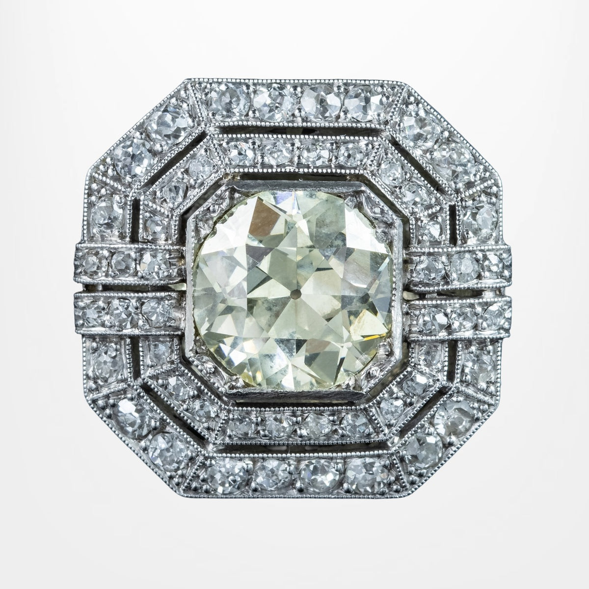 Antique Art Deco Fancy Diamond Cluster Ring 4ct Total Main image