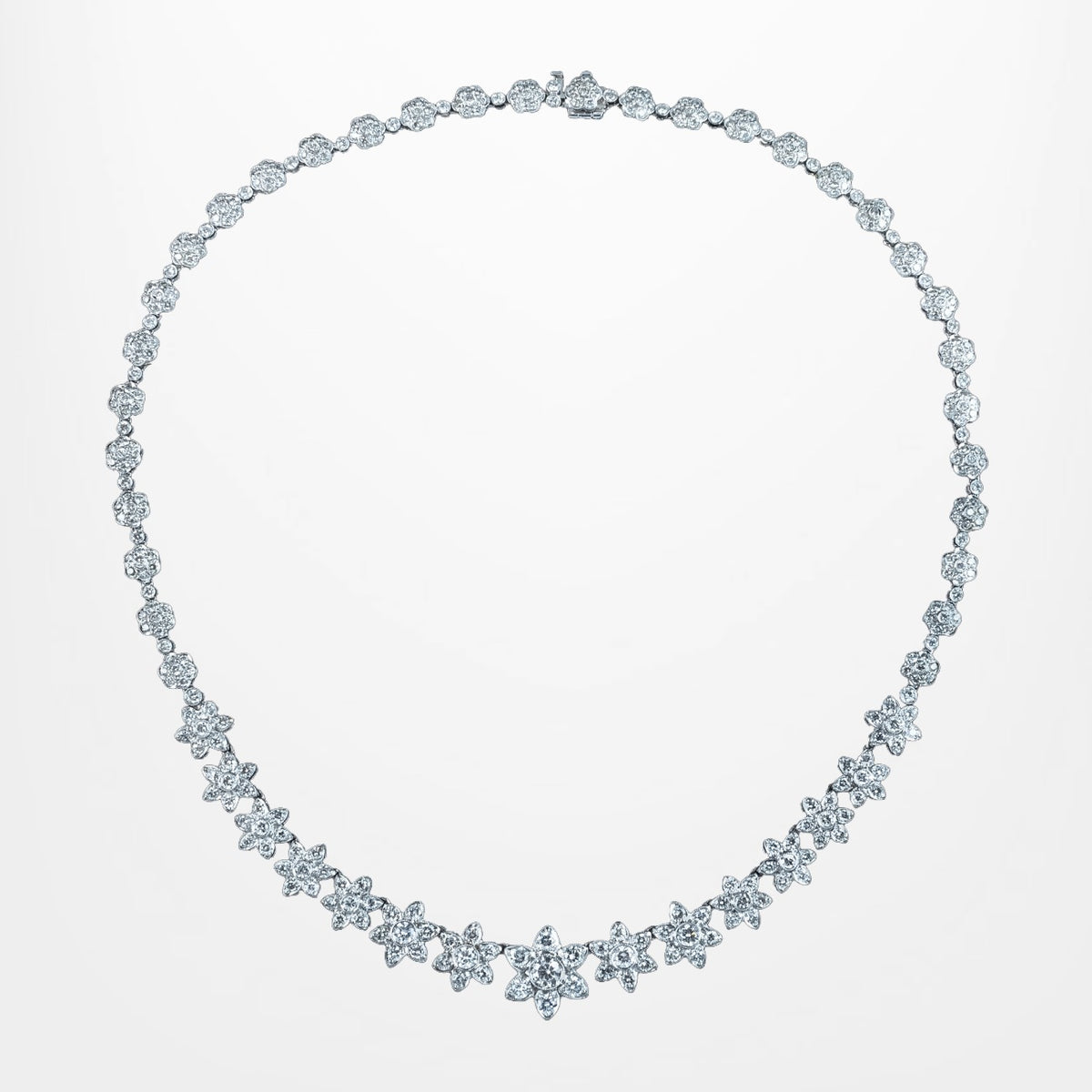 Edwardian Style Diamond Flower Riviere Necklace 18ct Gold 8ct Total Main image