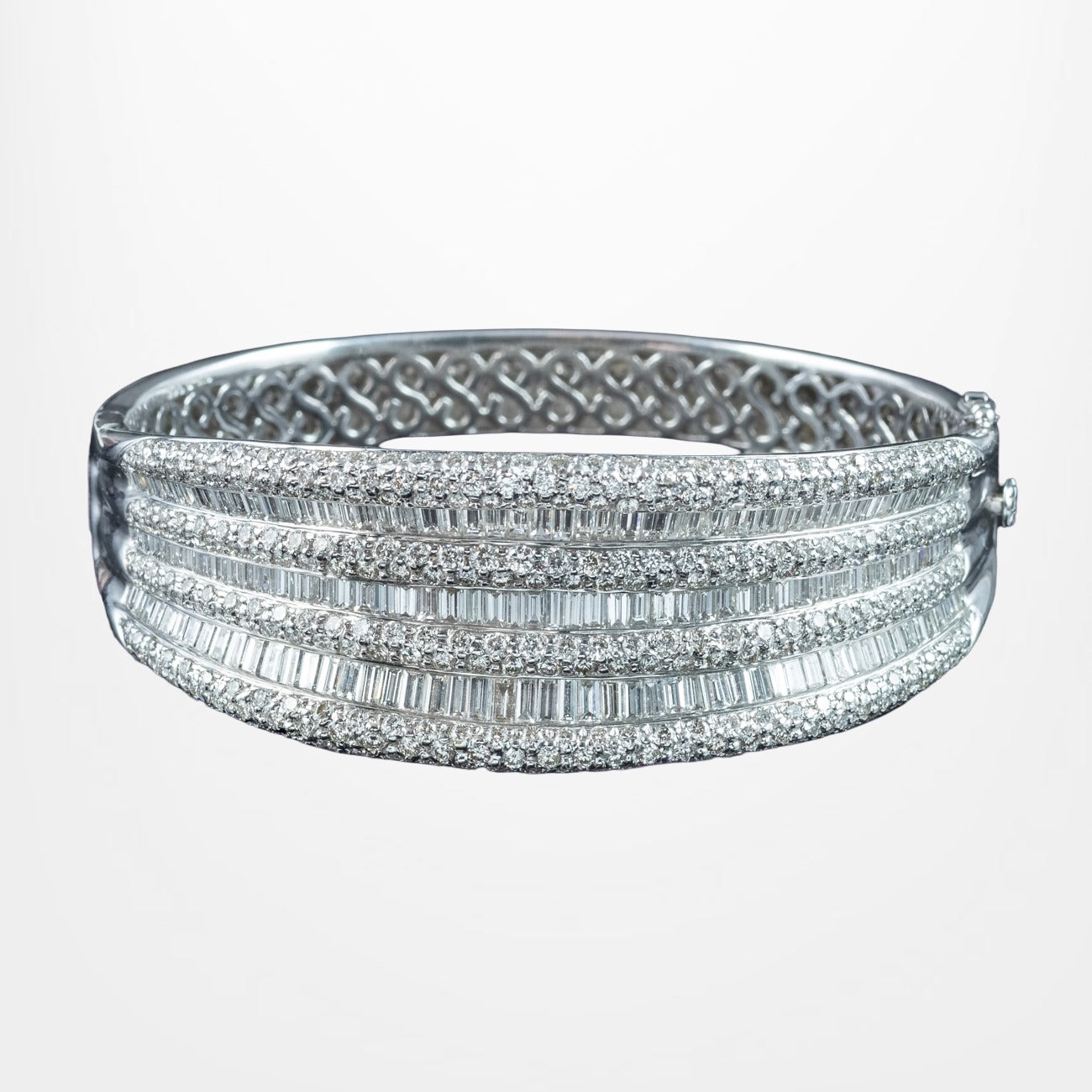 Art Deco Style Diamond Bangle 18ct Gold 9.58ct Total Main image