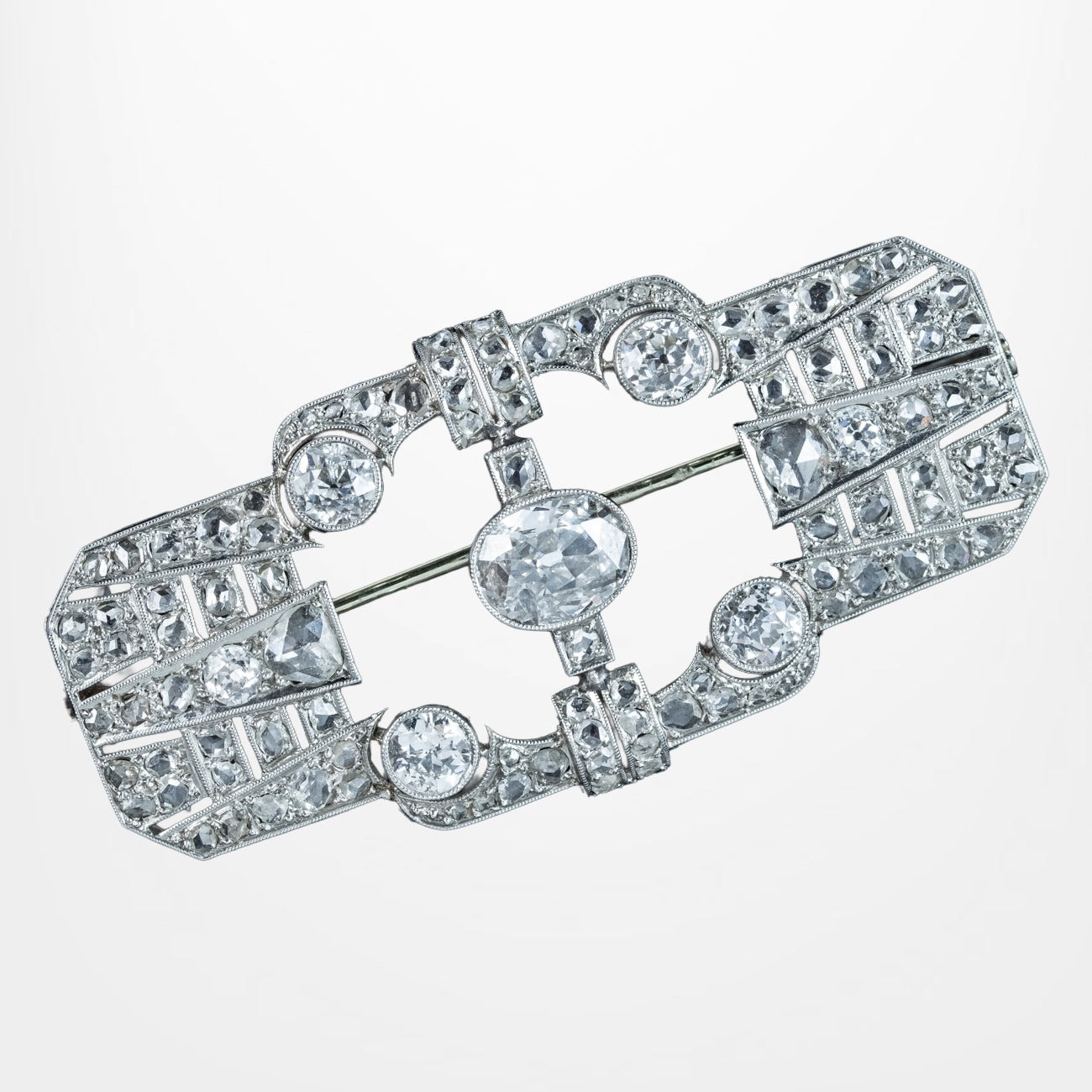 Antique Art Deco French Diamond Brooch Platinum 5ct Total Main image