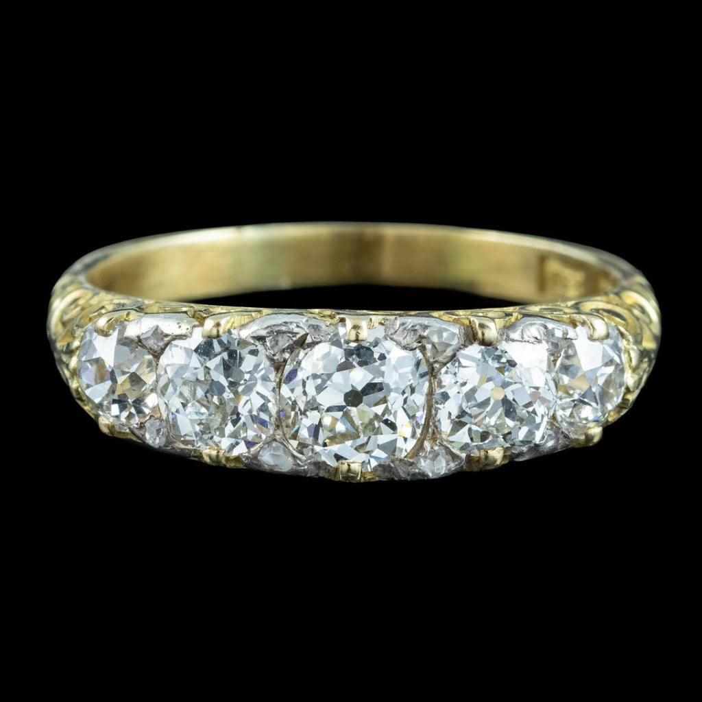 Antique Victorian Diamond Ring 2.15ct Old Cut Diamonds