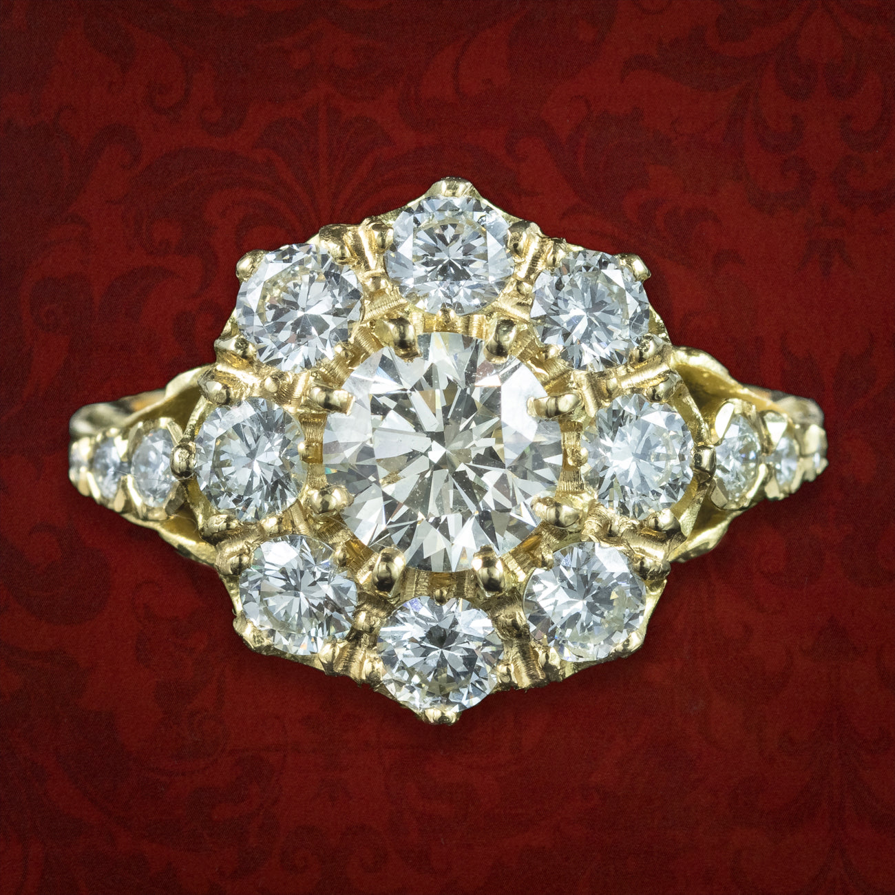 Victorian Style Diamond Cluster Ring 2.4ct Total