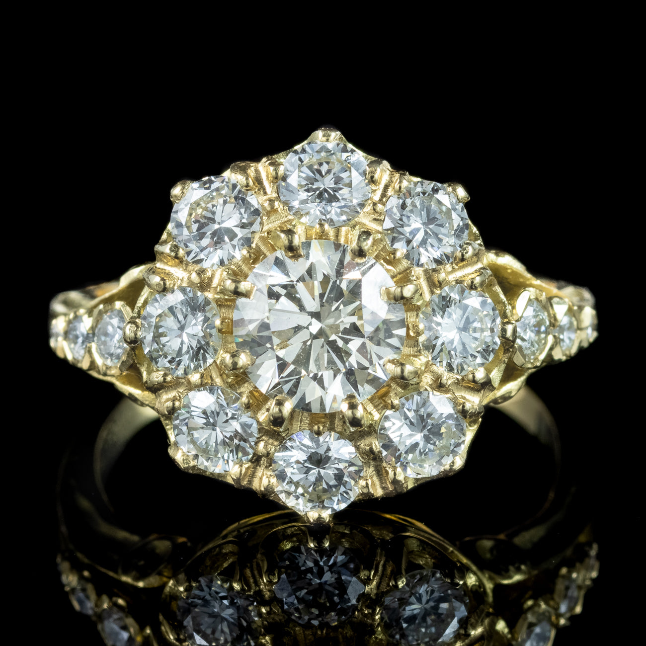 Victorian Style Diamond Cluster Ring 2.4ct Total Secondary image