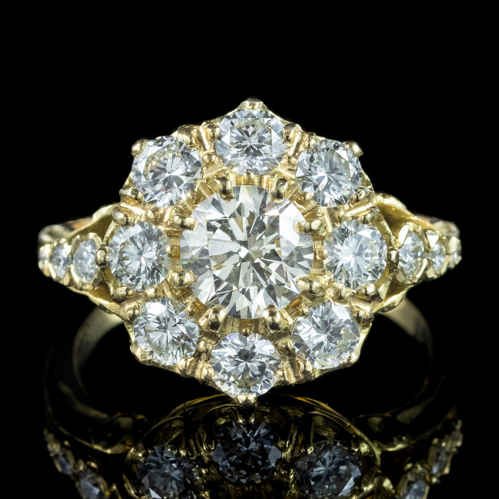 Victorian Style Diamond Cluster Ring 2.45ct Total