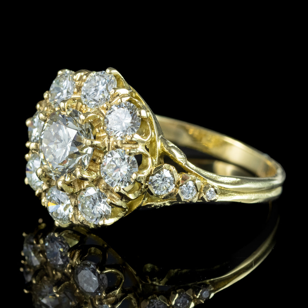 Victorian Style Diamond Cluster Ring 2.4ct Total