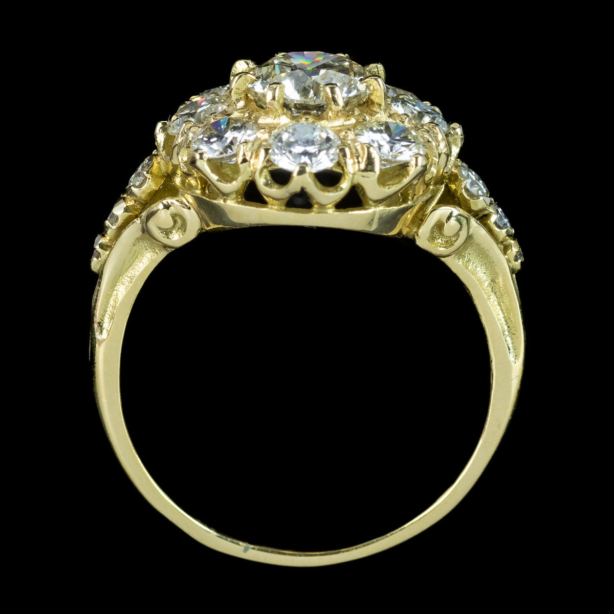 Victorian Style Diamond Cluster Ring 2.45ct Total