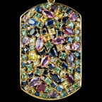 Victorian Style Harlequin Gemstone Pendant 9ct Gold 