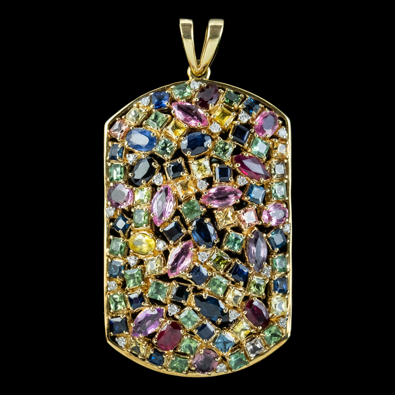 Victorian Style Harlequin Gemstone Pendant 9ct Gold Secondary image