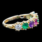 Victorian Style Multi-Gemstone Acrostic Band Ring Spells Dearest 