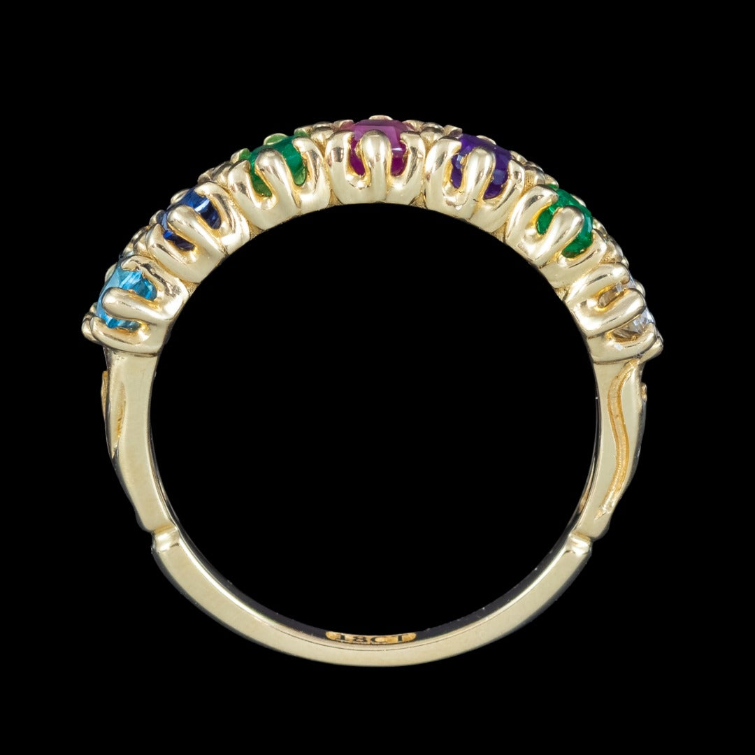 Victorian Style Multi-Gemstone Acrostic Band Ring Spells Dearest 