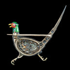 Antique Victorian Diamond Pheasant Brooch Silver Gold 1.6ct Total